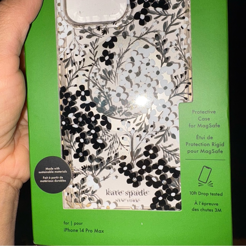 Kate Spade Black white Phones Case with floral Design iPhone 14 Pro Max - Picture 6 of 6